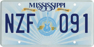 MS license plate NZF091