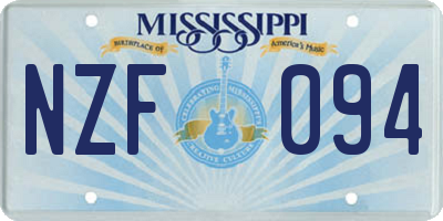MS license plate NZF094