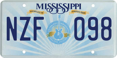 MS license plate NZF098