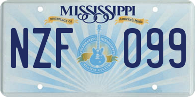 MS license plate NZF099
