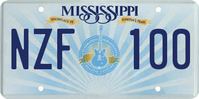 MS license plate NZF100