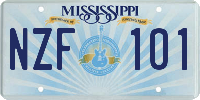 MS license plate NZF101