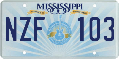 MS license plate NZF103