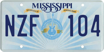 MS license plate NZF104