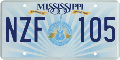 MS license plate NZF105