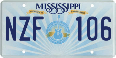 MS license plate NZF106