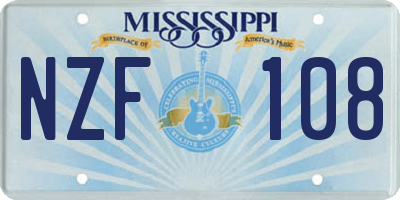 MS license plate NZF108