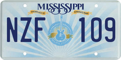 MS license plate NZF109