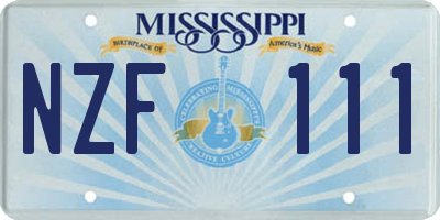 MS license plate NZF111