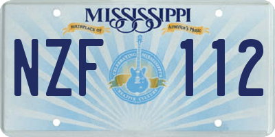 MS license plate NZF112