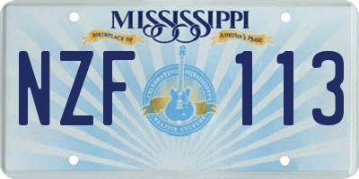 MS license plate NZF113