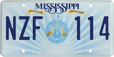 MS license plate NZF114
