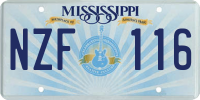 MS license plate NZF116