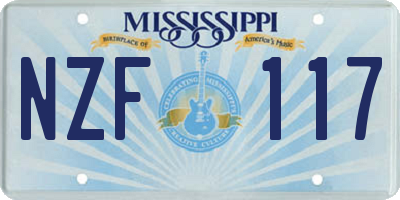 MS license plate NZF117