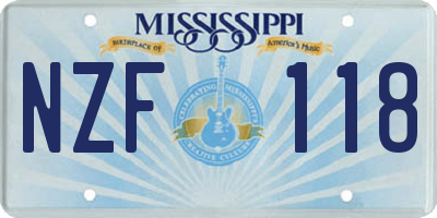 MS license plate NZF118