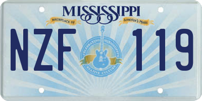 MS license plate NZF119