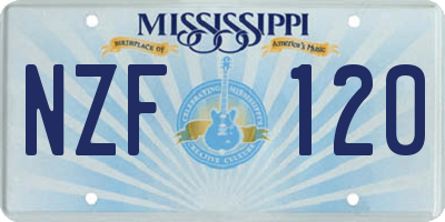 MS license plate NZF120