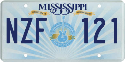 MS license plate NZF121