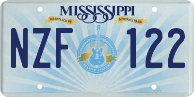 MS license plate NZF122