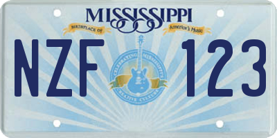 MS license plate NZF123