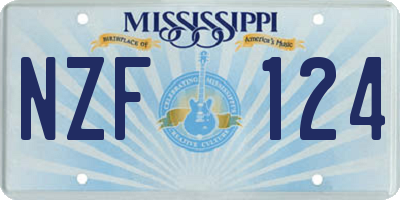 MS license plate NZF124