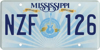 MS license plate NZF126