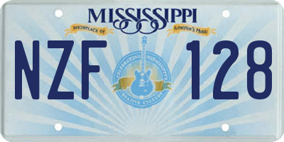 MS license plate NZF128