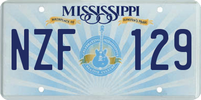 MS license plate NZF129