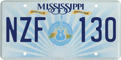 MS license plate NZF130