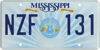 MS license plate NZF131
