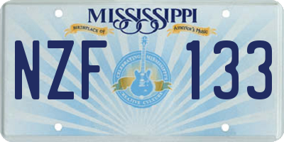 MS license plate NZF133