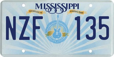 MS license plate NZF135