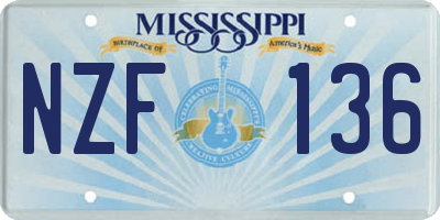 MS license plate NZF136