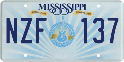 MS license plate NZF137