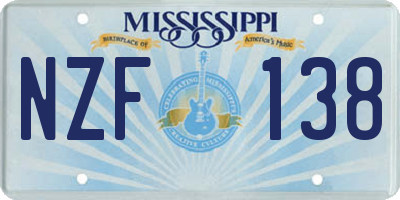 MS license plate NZF138
