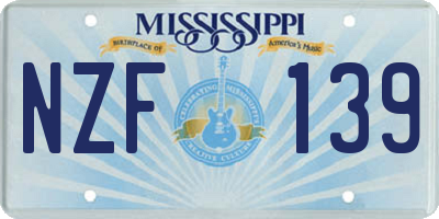 MS license plate NZF139