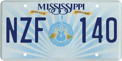 MS license plate NZF140
