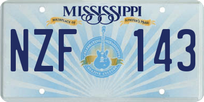 MS license plate NZF143