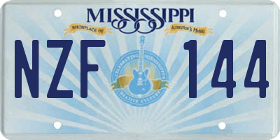 MS license plate NZF144