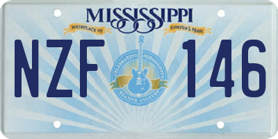 MS license plate NZF146