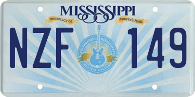 MS license plate NZF149