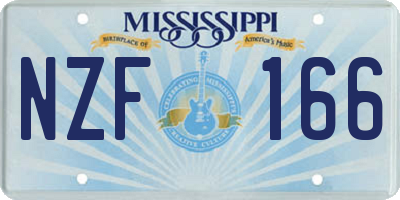 MS license plate NZF166