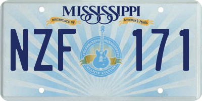 MS license plate NZF171