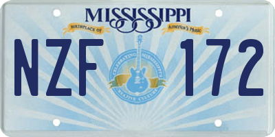 MS license plate NZF172