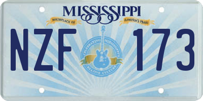 MS license plate NZF173