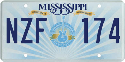 MS license plate NZF174