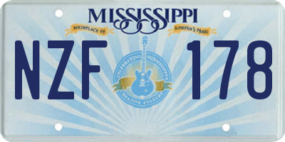 MS license plate NZF178