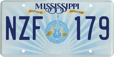 MS license plate NZF179
