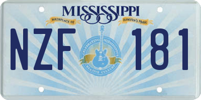 MS license plate NZF181