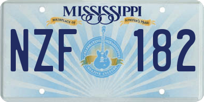 MS license plate NZF182